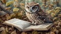 As the wise owl with reading glasses soared through the sea. Generative AI Royalty Free Stock Photo
