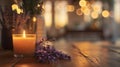 As you enter the candlelit yoga studio the comforting scent of vanilla and lavender immediately envelops you. 2d flat