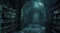 As you wander through the dimly lit cryptic library you cant help but feel a sense of foreboding. Dust particles dance