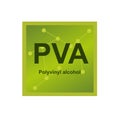 Vector symbol of polyvinyl alcohol Ã¢â¬â PVA, PVOH or PVAl polymer on the background from connected macromolecules