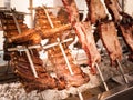 Asado, traditional barbecue dish in Argentina.