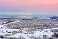 Asahikawa, Japan twilight winter cityscape