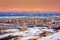 Asahikawa, Japan winter cityscape in Hokkaido Royalty Free Stock Photo