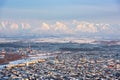 Asahikawa, Japan winter cityscape in Hokkaido