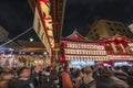 Tori-no-Ichi Fair decorated with luminous paper lanterns and auspicious rakes in Ootori shrine.