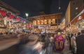 Tori-no-Ichi Fair decorated with luminous paper lanterns and auspicious rakes in Ootori shrine.