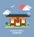 Asakusa temple ancient place in Tokyo illustration desig