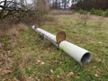 Asbestos pipe construction on the nature ground