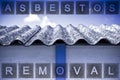 Asbestos removal concept image with text Royalty Free Stock Photo