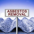 Asbestos removal concept image with text written on a placard Royalty Free Stock Photo