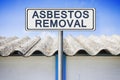 Asbestos removal concept image with text written on a placard Royalty Free Stock Photo