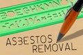 Asbestos removal text written with stencil Royalty Free Stock Photo