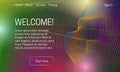 Asbtract colorful background design. Landing page template with dynamic dots and lines dispersion