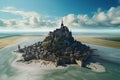 Aerial view of the iconic Mont SaintMichel in Royalty Free Stock Photo