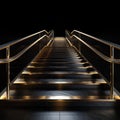Ascend to Luxury: Stairway Illuminated by Golden Lights. Generative ai Royalty Free Stock Photo