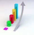 Ascending arrow bar graph Royalty Free Stock Photo