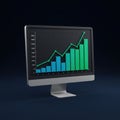Ascending Bar And Line Graph On Computer Screen Royalty Free Stock Photo