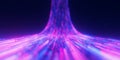 Ascending bigdata light speed flow. Abstract digital data stream of quantum computing. Cyberspace of qubit trail waves