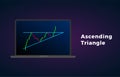 Ascending bullish triangle breakouts flat vector icon. Vector stock and cryptocurrency exchange graph, forex analytics and trading
