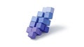 Ascending cluster of blue and purple cubes on a white background abstract arrangement Royalty Free Stock Photo
