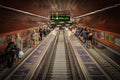 Ascending the escalators in Budapest`s old underground metro Royalty Free Stock Photo