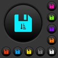 Ascending file sort dark push buttons with color icons