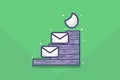 Ascending line graph peak with email icon symbolizing successful email marketing growth
