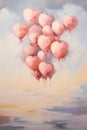 Ascending Love: A Whimsical Journey Through the Sky with Pink Ba