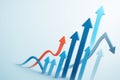 Ascending multi-colored arrows of charts. Space for text. Royalty Free Stock Photo