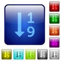 Ascending numbered list color square buttons