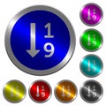 Ascending numbered list luminous coin-like round color buttons
