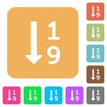 Ascending numbered list rounded square flat icons