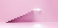 Ascending stairs of rising staircase to arrow. Stairs going upward, business rise, forward achievement businesswoman concept