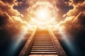 Ascending Stairs to the Sun: A Heavenly Journey of Faith and Wonder in the Radiant Light. created with Generative AI