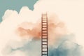 Ascending to the Divine: Minimalist Watercolor Ladder. Perfect for Spiritual Websites and Blogs.