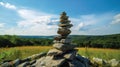 Ascending Tranquility: A Stone Tower Against the Blue Sky