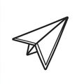 An ascending triangular paper plane serves as a minimalist design element for an info icon