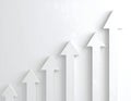 Ascending white arrows symbolize progress and continuous growth on a textured background Royalty Free Stock Photo