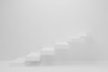 Ascending white stairs of rising staircase going upward in white empty room, growth and successful concept Royalty Free Stock Photo