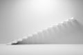 Ascending white stairs of rising staircase going upward in white empty room, growth and successful concept Royalty Free Stock Photo