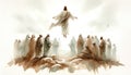 The Ascension of Jesus Christ. Life of Christ. Watercolor Biblical Illustration Royalty Free Stock Photo