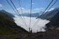 Ascent on a cable car to Elbrus at a height of 4000 meters Royalty Free Stock Photo