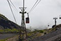 Ascent on a cable car to Elbrus at a height of 4000 meters Royalty Free Stock Photo