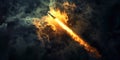 Ascent Through Darkness: Dynamic Rocket Launch at High Altitude Royalty Free Stock Photo