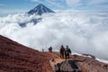 Ascent and descent on the top of the volcano