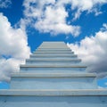 Ascent to success White ladder against the backdrop of the sky