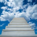 Ascent to success White ladder against the backdrop of the sky