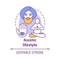 Ascetic lifestyle concept icon. Severe self-discipline for religious reasons idea thin line illustration. Achieve