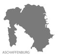Aschaffenburg grey county map of Bavaria Germany