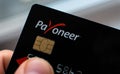 Aschheim, Germany -27 June 2020 : Blocking Payoneer cards, Wirecar company bankruptcy. Issuing Cards from Wirecard Card Solutions